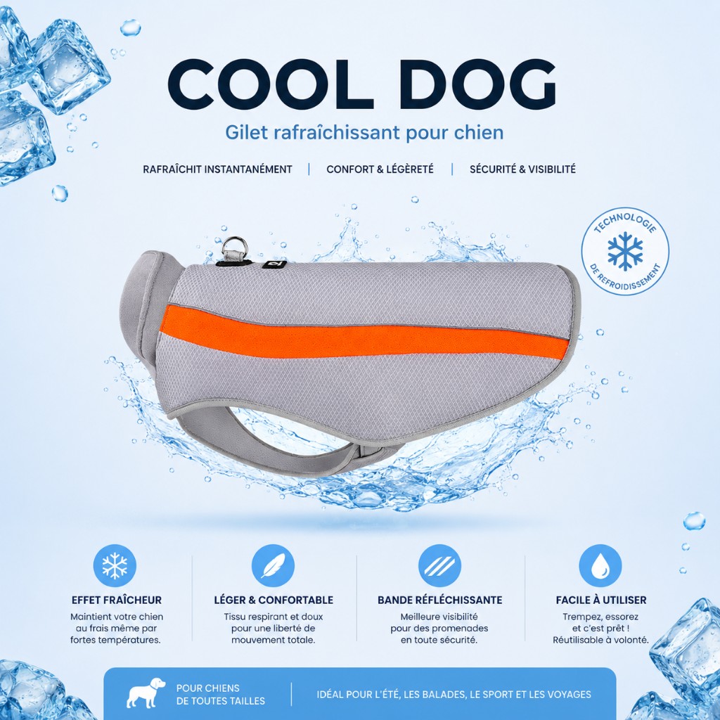 Veste rafraichissante pour chien Orange